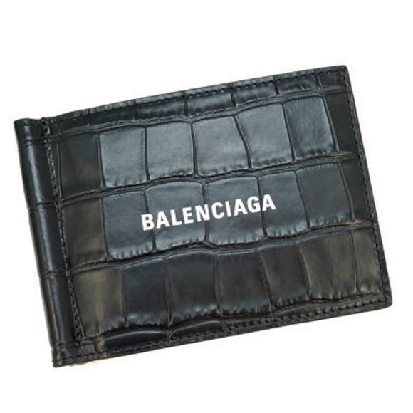 BALENCIAGA Wallet Money Clip Crocodile Leather Black - Picture 1 of 11